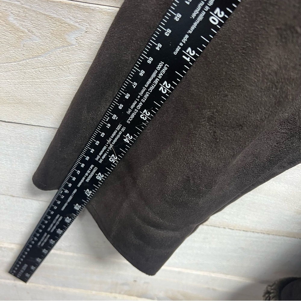 LL Bean Coat Womens XL Brown Faux Suede Sherpa Lined Shearling Jacket - Picture 10 of 11